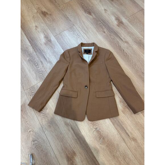 J.Crew Regent Blazer – Camel – Size 4P – Tailored Wool Blend with Flannel Collar - Picture 10 of 16